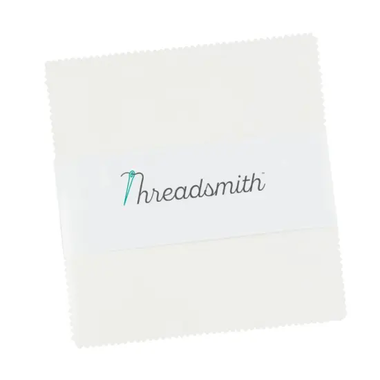 Threadsmith - 5 inch Charm Pack for Quilting - 42 Precut Cotton Fabric Squares (White) {1}