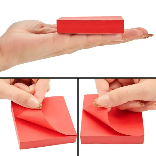 8 Pack Bright Red Sticky Notes 3x3 Inch Self-Stick Note Pads for Home, Office Supplies (100 Sheets Per Pad) {6}
