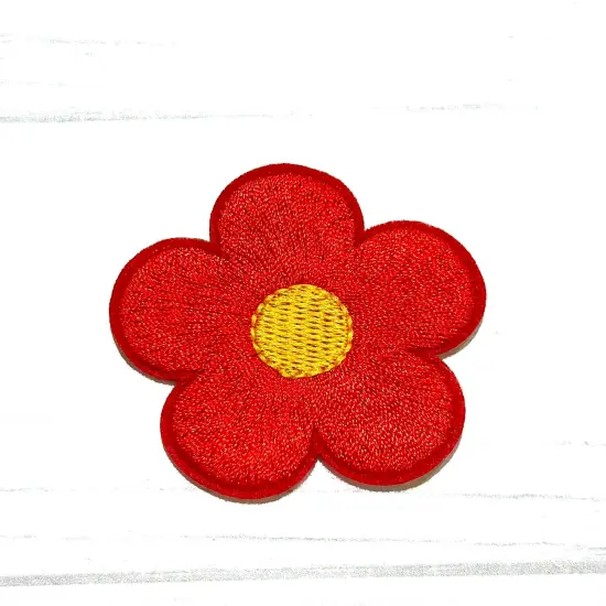Flower embroidered patch Red {1}