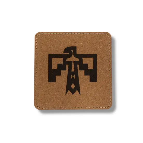 Coaster - Thunderbird Native American - SET OF 2 - Leather or Stitched Cork Black/Silver {5}