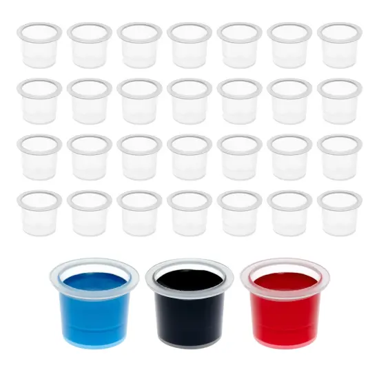 1000 Pack Disposable Tattoo Ink Caps, Pigment Cups for Microblading (14mm) Clear {1}