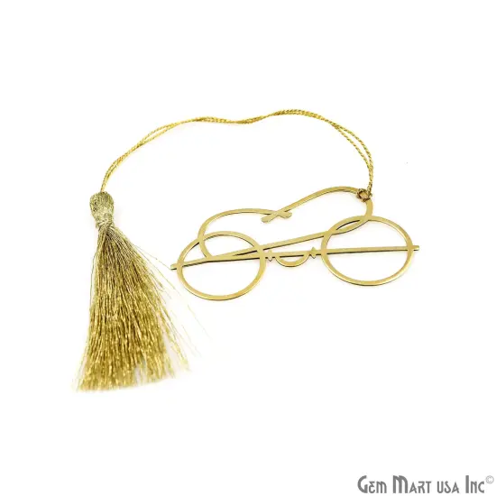 Metal Specs Shape Bookmark With Tassel. Gold Bookmark, Reader Gift, Handmade Bookmark, Page Marker, Aesthetic Gift. 70x38mm {6}