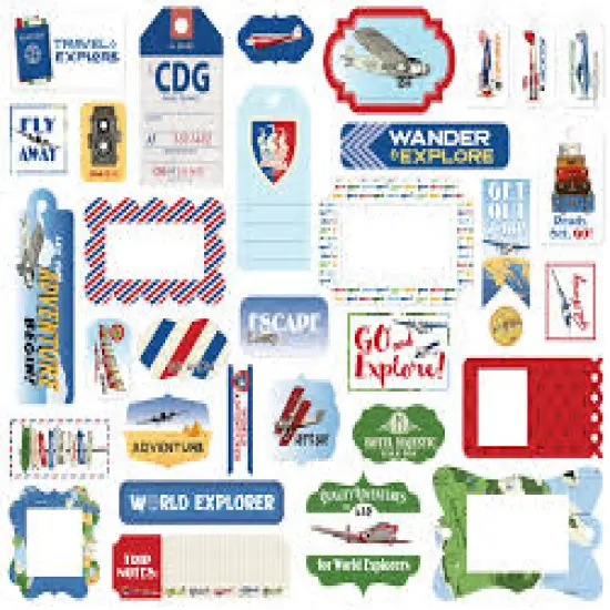 Carta Bella Our Travel Adventure Frames & Tags Die-Cut Ephemera Cardstock Pieces {2}