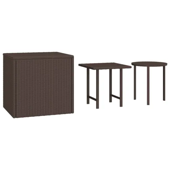 vidaXL Side Tables 3 pcs Brown Poly Rattan {2}