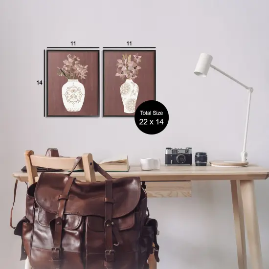 Stupell Industries Rustic Boho Bouquets 2pc Framed Giclee Wall Art Set Design by Janet Tava {9}