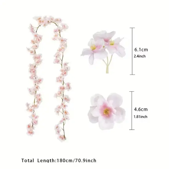 11.8 ft Artificial Cherry Blossom Vines Fake Spring Flowers Hanging Silk Sakura Flower Garland for Wedding Party Decor, Pink {4}