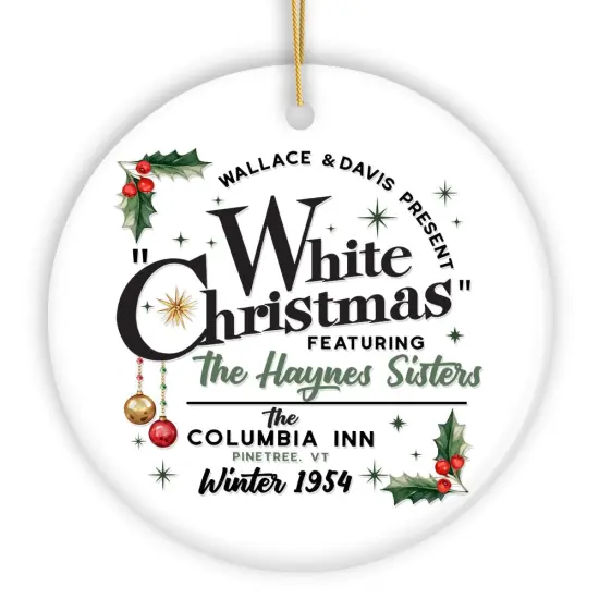 White Christmas Ornament, Retro 1954 Holiday Inn Movie Gift and Tree Decor {1}
