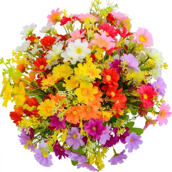 Artificial Cemetery Daisy Flowers with Vase &ndash; Silk Memorial Bouquet for Grave & Headstone Decoration {3}