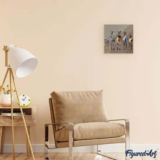 Figured'Art Mini Paint by Numbers Kit for Adults with Frame Zebras Back Small format 8"x8" - Craft Art Painting DIY Canvas Already Stretched on a Wooden Frame {2}