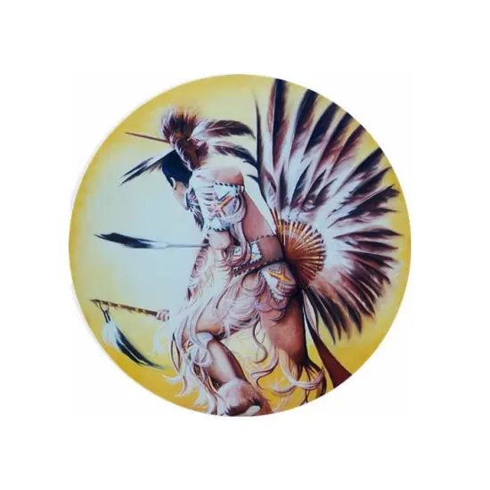 Native American Circle of Light Ceramic Car Coaster Set 2.56" (2 Pack) {1}