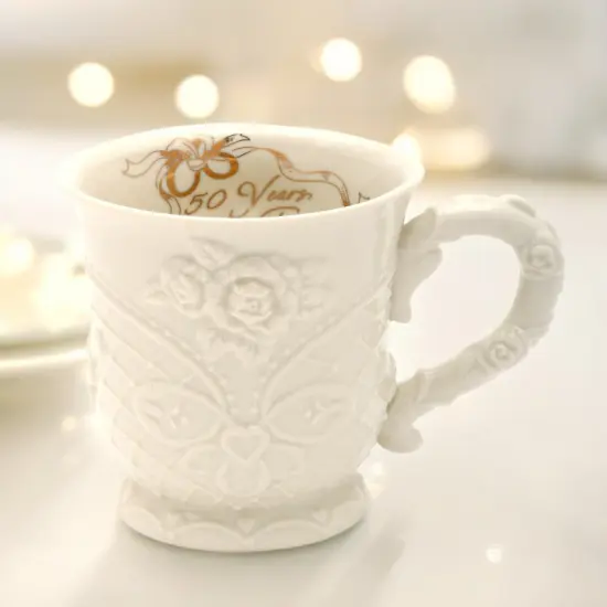 Ceramic 50th Anniversary Mug, Anniversary Party Decor, Gift for Friends, Gift for Parents {2}