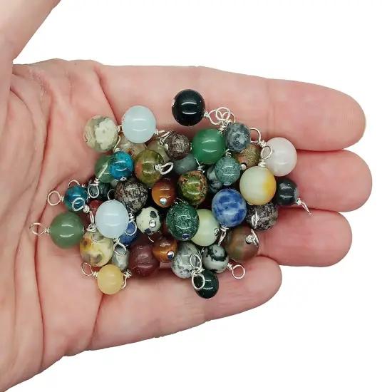 Mixed Gemstone Dangles, 20 pc, Variety Pack of Small Bead Charms, Adorabilities {5}
