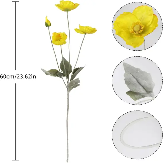 8PCS Artificial Champagne Poppy Flowers &ndash; Silk Fake Poppies for Wedding, Party, & Table Centerpiece Decor {7}