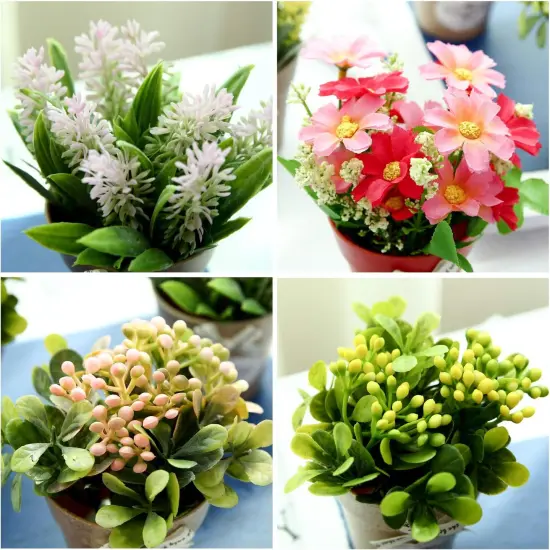 Set of 6 Potted Artificial Flowers &ndash; Faux Floral Spring Decor {2}