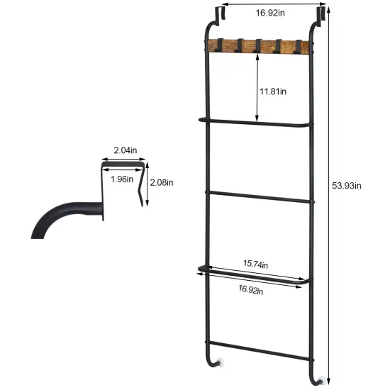 5 Tier Over The Door Towel Rack Bathroom Behind Door Towel Holder with Hooks {2}