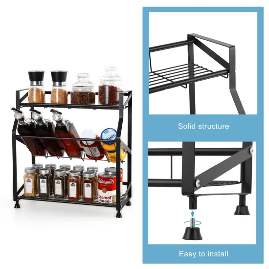 3-Tier Spice Rack Countertop Seasoning Bottle Organizer for Kitchen Cabinet {3}