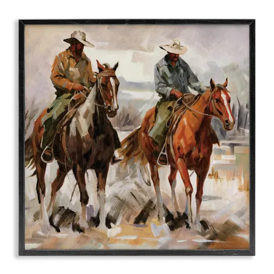 Stupell Industries Brush Stroke Cowboys Framed Giclee Wall Art Design by White Ladder {1}