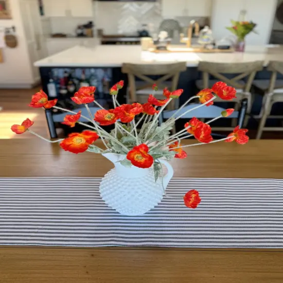 Artificial Poppy Silk Flowers Faux Poppy Flower Stems for Wedding Party Table Centerpiece Arrangement White {6}