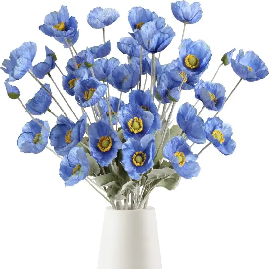 8PCS Artificial Champagne Poppy Flowers &ndash; Silk Fake Poppies for Wedding, Party, & Table Centerpiece Decor {4}