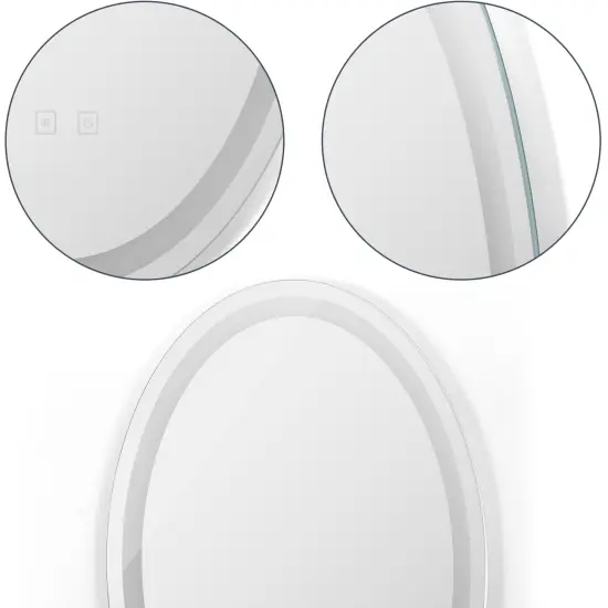 Round Wall Mounted Bathroom LED Smart Touch Mirror Brightness Memory Function, for Bathroom, Vanity, Christmas Promotion, Holiday Gift Guide {3}