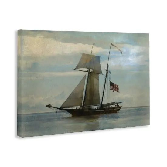 Stupell Industries Classic Ship with Flag Canvas Wall Art Design by Graffi*tee Studios {3}