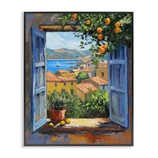 Stupell Industries Mediterranean Window View Framed Giclee Wall Art Design by LSR Design Studio {1}
