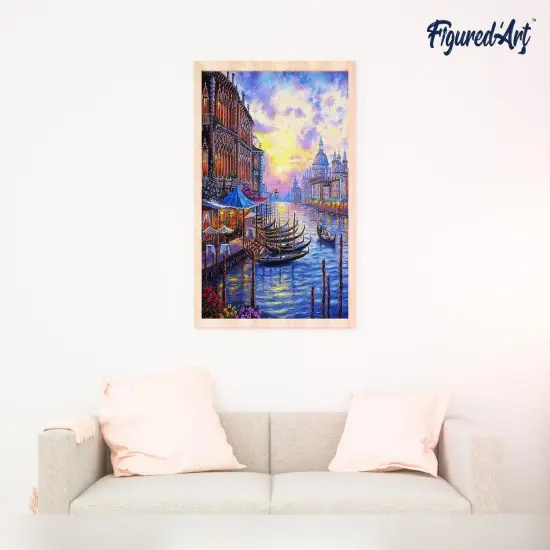 Figured'Art Paint by Numbers Kit for Adults The Grand Canal of Venice 16"x20" - Craft Art Painting Rolled Canvas with DIY wooden frame {4}