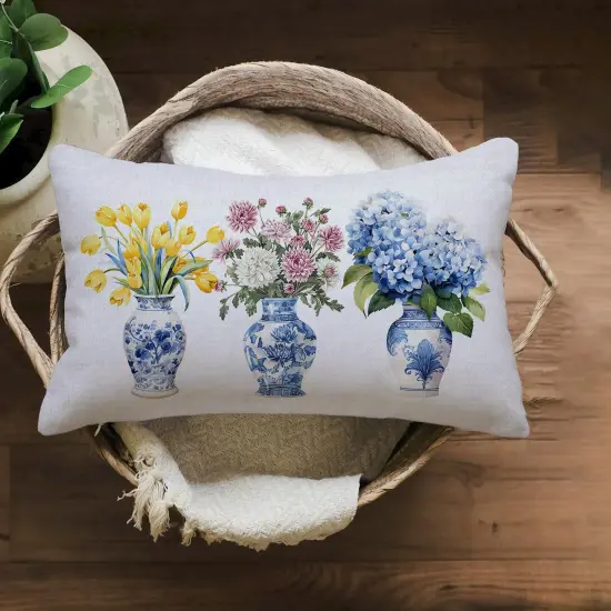 Spring Pillow Covers 12x20 Tulip Hydrangea Flower Decorative Throw Pillows Farmhouse Outdoor Summer Seasonal Floral Cushion Case for Couch Sofa Home Decor {5}