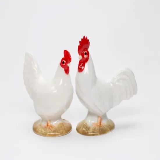 Ceramic White Rooster and Hen Salt and Pepper Shakers, Gift for Her, Mom, Farmhouse Kitchen D&eacute;cor, Fall D&eacute;cor, Thanksgiving D&eacute;cor {3}