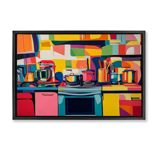 Stupell Industries Whimsical Hued Kitchen Floater Framed Canvas Wall Art Design by LSR Design Studio {1}