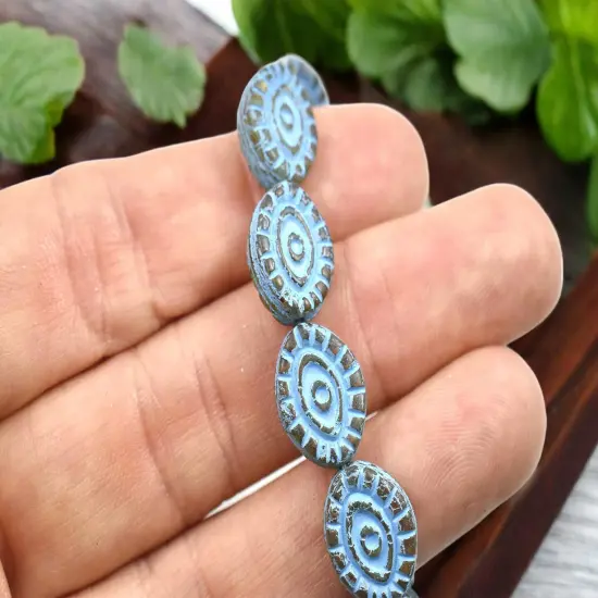 *10* 14x11mm Turquoise Washed Pale Topaz Mystic Eye Beads {5}