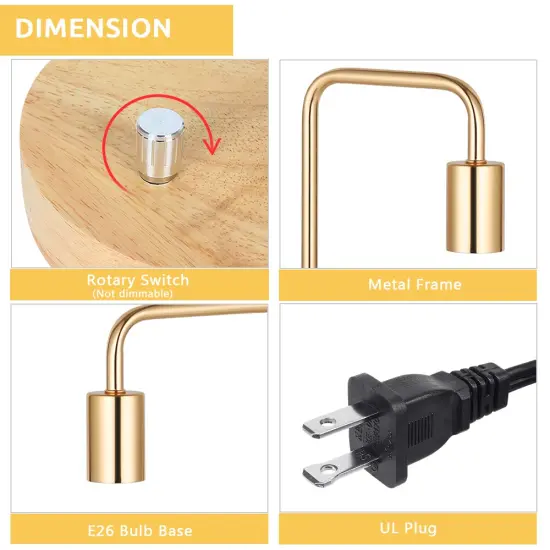 2PCS Industrial Table Lamps Bedside Lamps for Bedroom, Living Room, Office Gold {3}