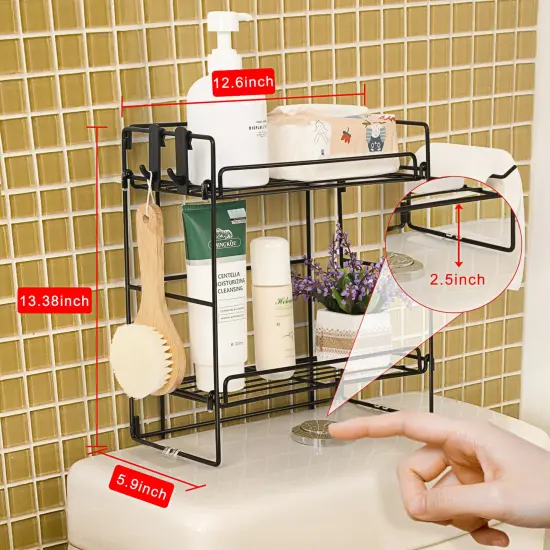 2-Tier Over The Toilet Storage Bathroom Organizer Shelves Toilet Rack Space Saver {2}