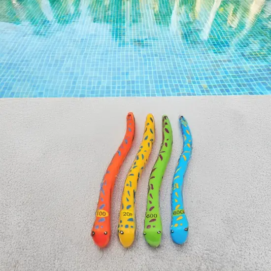 Swim Central Set of 4 Vibrantly Colored Fun Moray Eel Diving Point Sticks Swimming Pool Toys 10'' Multi {1}