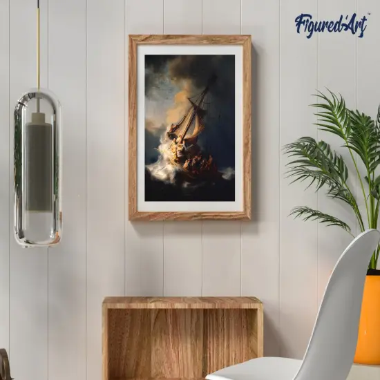 Figured'Art Paint by Numbers Kit for Adults Boat in the Storm 16"x20" - Craft Art Painting Rolled Canvas with DIY wooden frame {4}