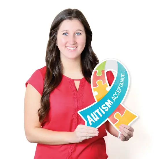 Big Dot of Happiness Autism Acceptance Outdoor Lawn Sign - Awareness Ribbon Small Yard Sign - 1 Piece {7}