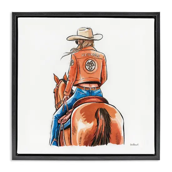 Stupell Industries Fashionable Chic Cowgirl Floater Framed Canvas Wall Art Design by Amanda Greenwood {1}