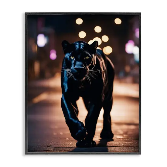 Stupell Industries Stalking Panther on Street Framed Giclee Wall Art Design by Noah Bay {1}