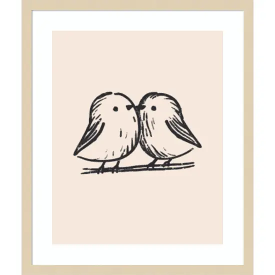 Tiny Birds by Treechild Wood Framed Wall Art Print {1}