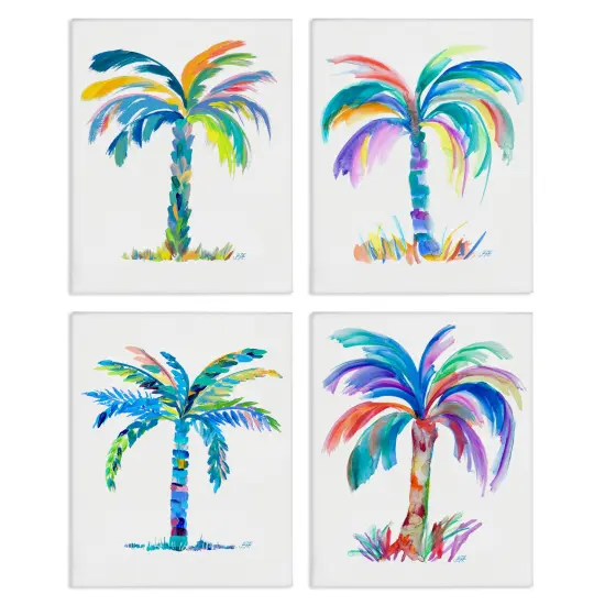 Stupell Industries Bold Blue Palms 4pc Canvas Wall Art Set Design by Julie DeRice {1}