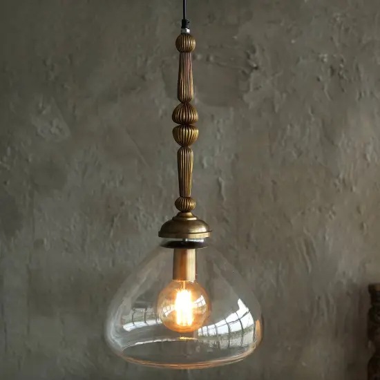 Vintage Metal Plug-in Hanging Lamp -11.4" x 11.4" x 22.8" {1}