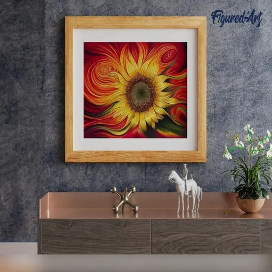 Figured'Art Paint by Numbers Kit for Adults Red Sunflower 16"x20" - Craft Art Painting Rolled Canvas with DIY wooden frame {4}
