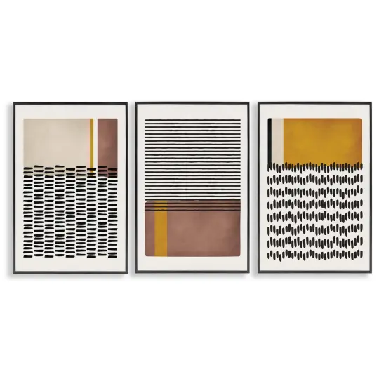 Stupell Industries Natural Lines Pattern Abstract 3pc Framed Giclee Wall Art Set Design by JJ Design House, LLC. {1}