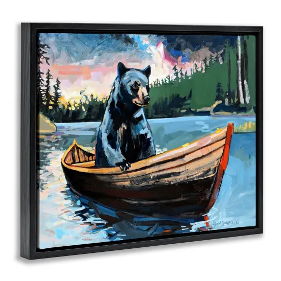Stupell Industries Boating Black Bear Floater Framed Canvas Wall Art Design by Adam Swanson {3}