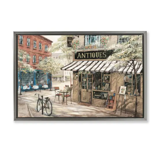 Stupell Industries Cozy Town Antiques Shop Floater Framed Canvas Wall Art Design by Ruane Manning {1}
