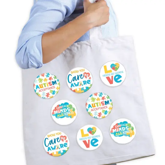 Big Dot of Happiness Autism Acceptance Buttons - Awareness Badge - 3-inch Pinback Buttons - Set of 8 {3}