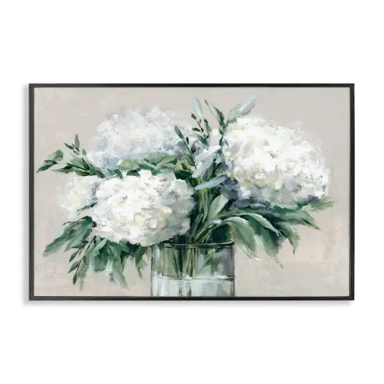 Stupell Industries Full Hydrangeas in White Framed Giclee Wall Art Design by Alex Black {1}