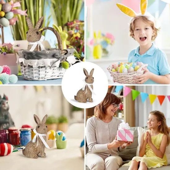 Rattan-Effect Resin Bunny &ndash; Easter & Spring Decor {5}