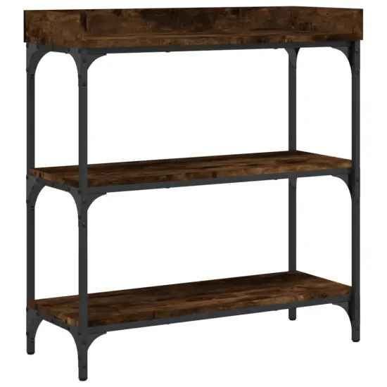 vidaXL Console Table with Shelves Smoked Oak 29.5"x11.8"x31.5" {2}