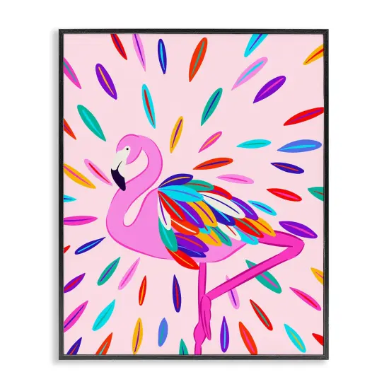 Stupell Industries Flamingo Feather Flair Framed Giclee Wall Art Design by Catalina Aguirre {1}